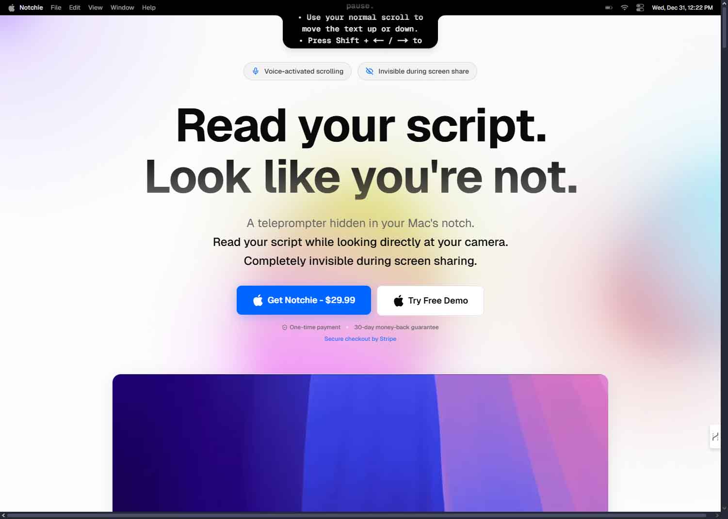Notchie: el teleprompter invisible para Mac que mejora tus videollamadas