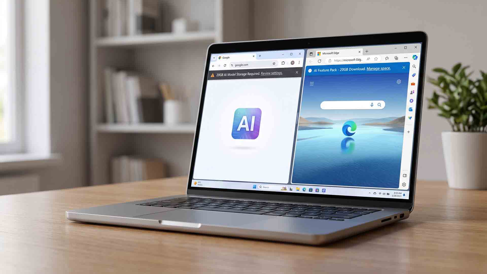 Google Chrome y Microsoft Edge exigen 20GB de almacenamiento para sus modelos de IA en Windows 11
