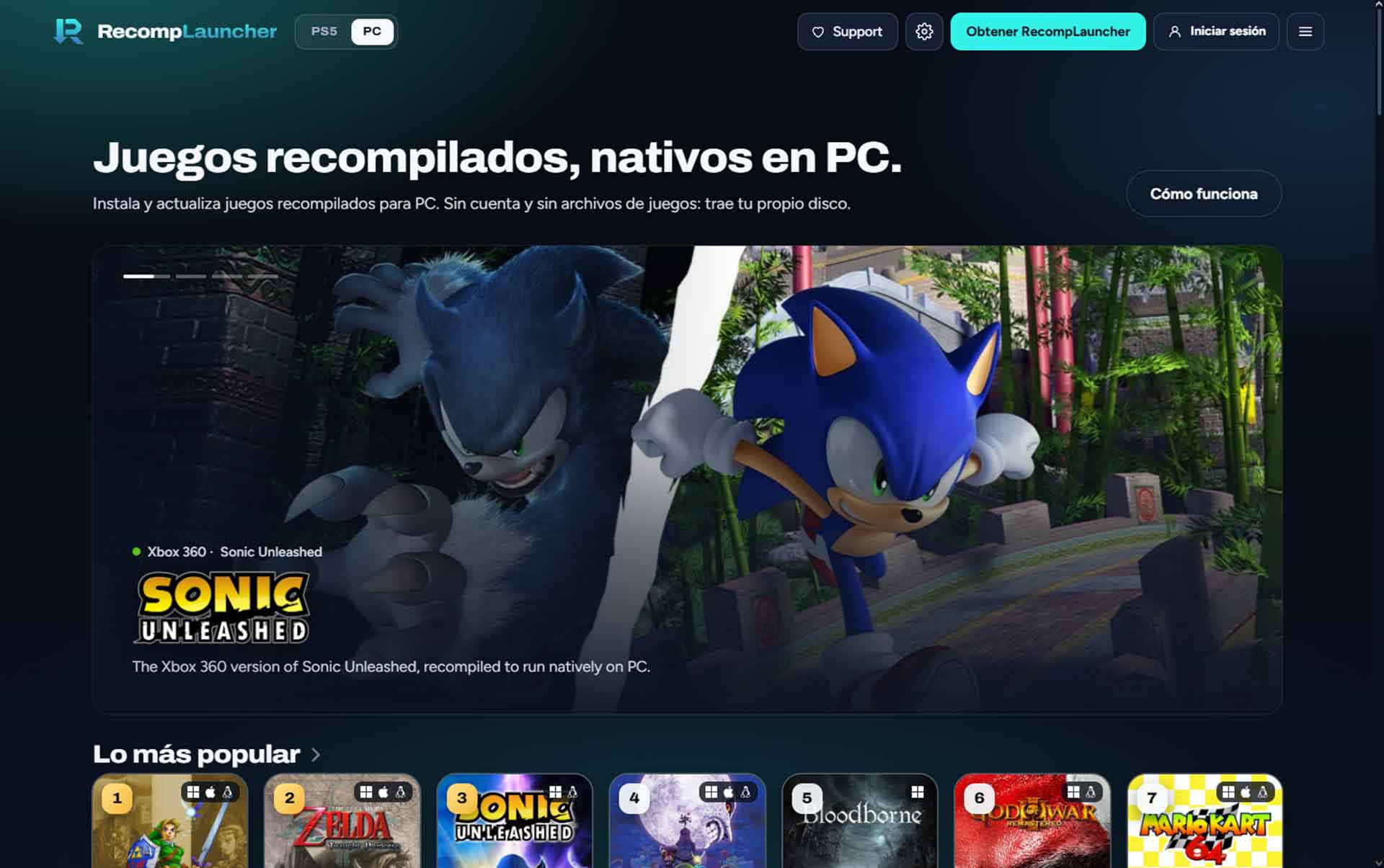 RecompLauncher el catálogo de juegos recompilados para PC